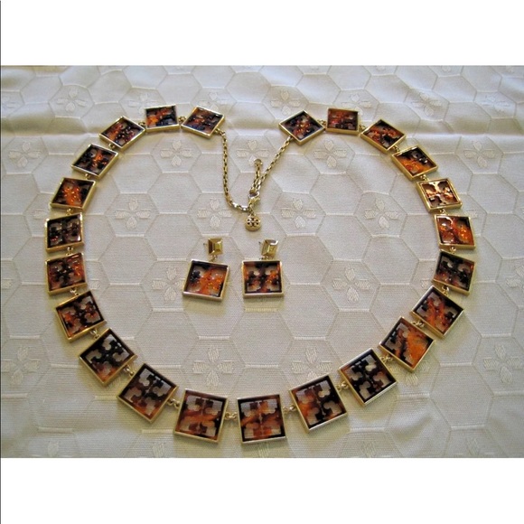 RARE Tory Burch Set “Tortoise” Necklace+Earrings - Picture 4 of 8